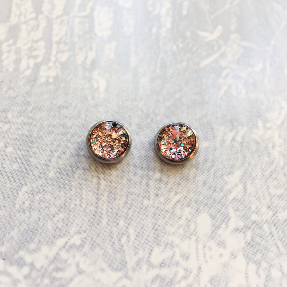 Pink Confetti Glitter Earrings